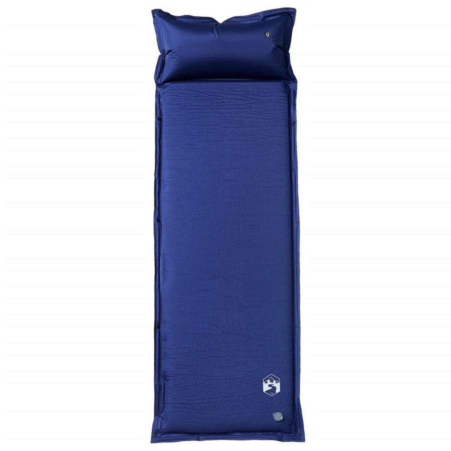 Kampeermatras met geïntegreerd kussen zelfopblazend marineblauw