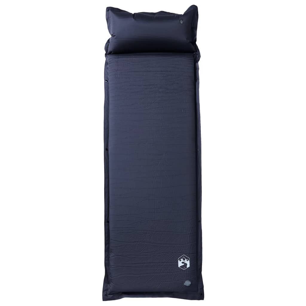 Kampeermatras met geïntegreerd kussen zelfopblazend grijs