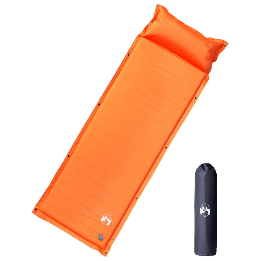 Kampeermatras met geïntegreerd kussen zelfopblazend oranje