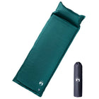 Self-inflating camping mattress with pillow 1-person green