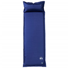 Kampeermatras met geïntegreerd kussen zelfopblazend marineblauw