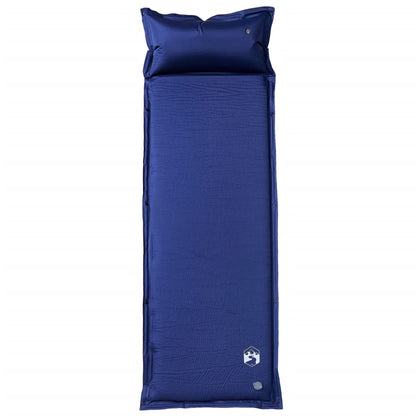Kampeermatras met geïntegreerd kussen zelfopblazend marineblauw
