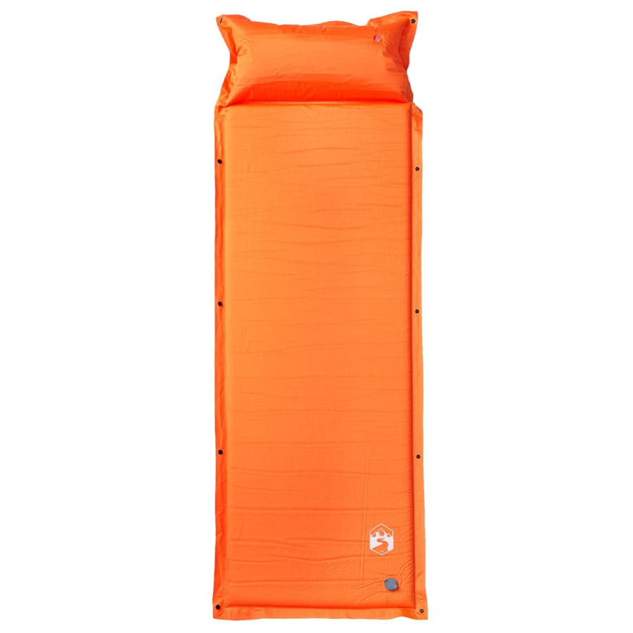 Kampeermatras met geïntegreerd kussen zelfopblazend oranje