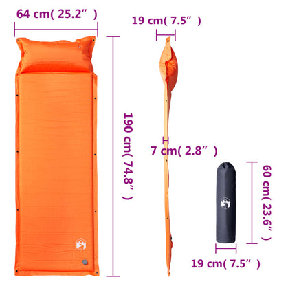 Kampeermatras met geïntegreerd kussen zelfopblazend oranje