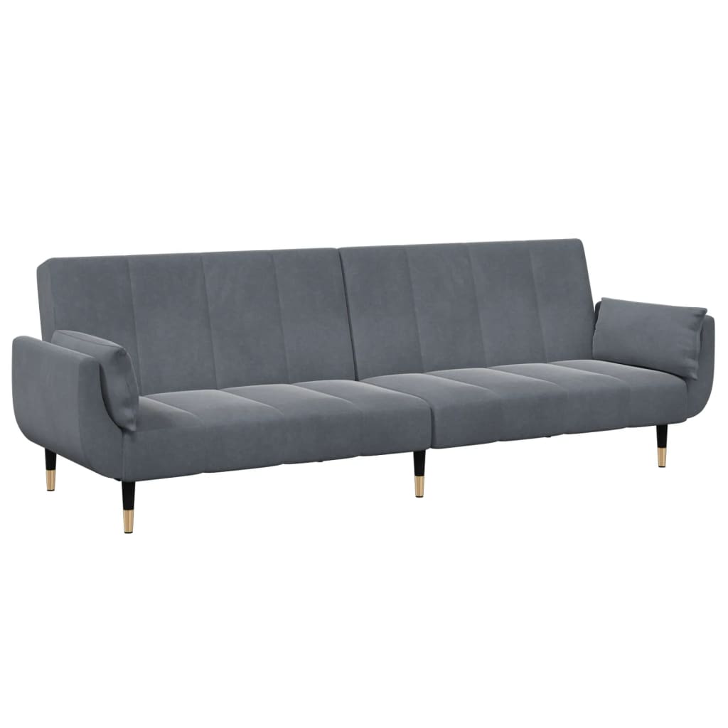 Slaapbank 2-Zits Met Voetenbank Fluweel Donkergrijs