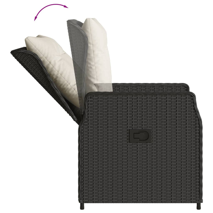 5-delige Tuinset met kussens poly rattan zwart