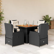 Tuinset poly rattan 5-delig zwart met kussens