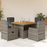 Tuinset 5-delig poly rattan grijs