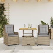 Bistroset 3-delig poly rattan beige met kussens