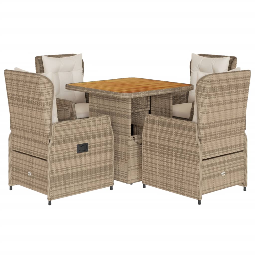 5-delige Tuinset met kussens poly rattan beige