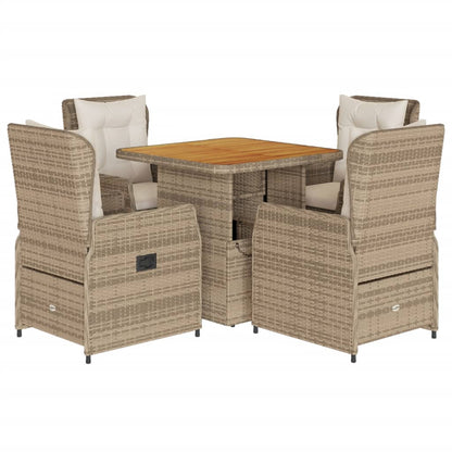 5-delige Tuinset met kussens poly rattan beige