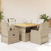 Tuinset 5-delig poly rattan beige met kussens