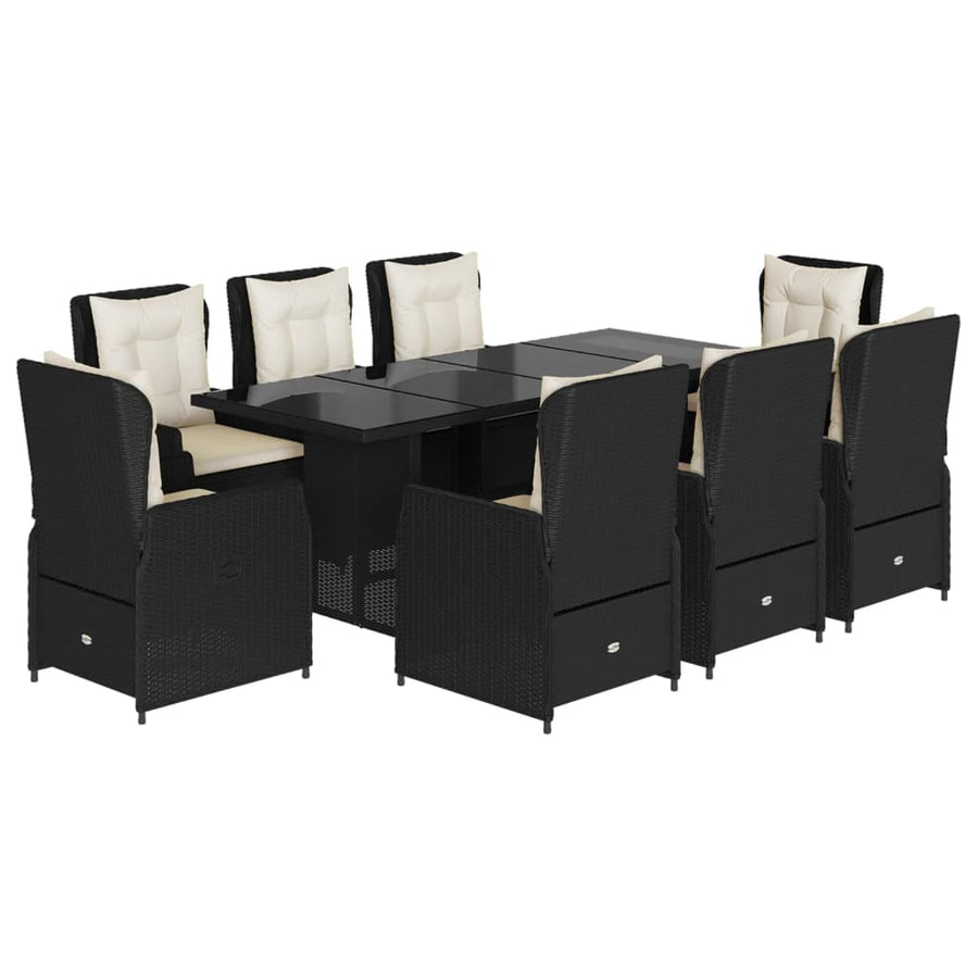 9-delige Tuinset poly rattan zwart