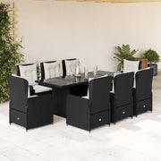 Tuinset 9-delig poly rattan zwart