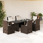 Tuinset 7-delig poly rattan bruin met kussens