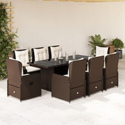 Tuinset 9-delig poly rattan bruin
