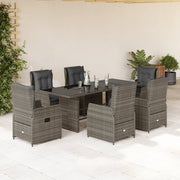 Tuinset 7-delig poly rattan grijs
