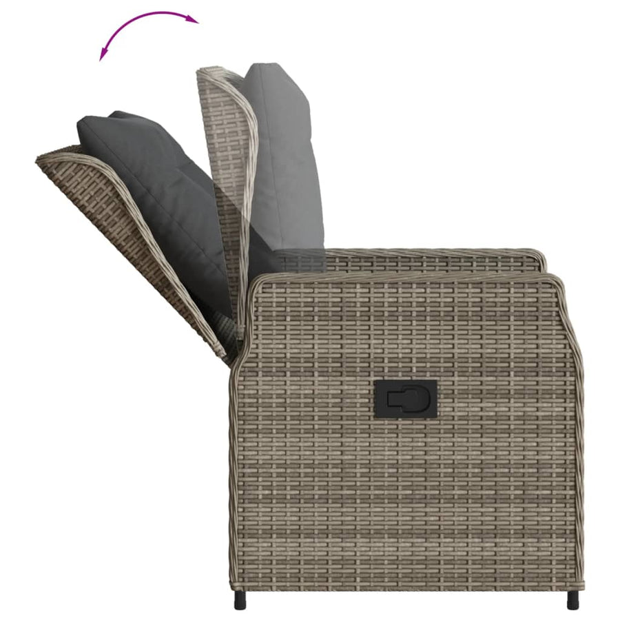 9-delige Tuinset met kussens poly rattan grijs