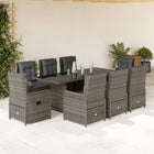 9-delige Tuinset met kussens poly rattan grijs