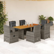 Tuinset 7-delig poly rattan grijs