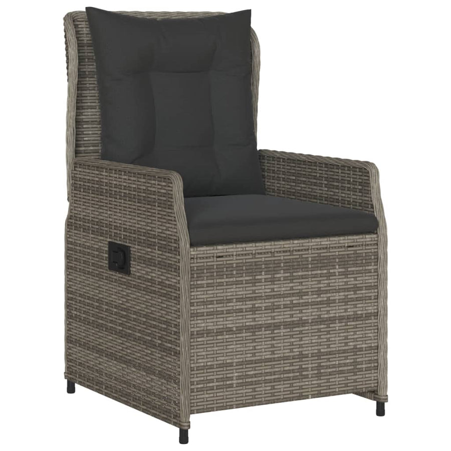 9-delige Tuinset met kussens poly rattan grijs