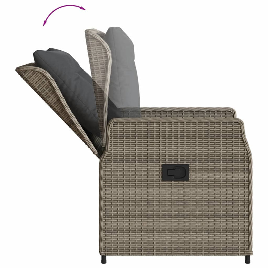 9-delige Tuinset met kussens poly rattan grijs