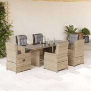 Tuinset 7-delig poly rattan beige met kussens