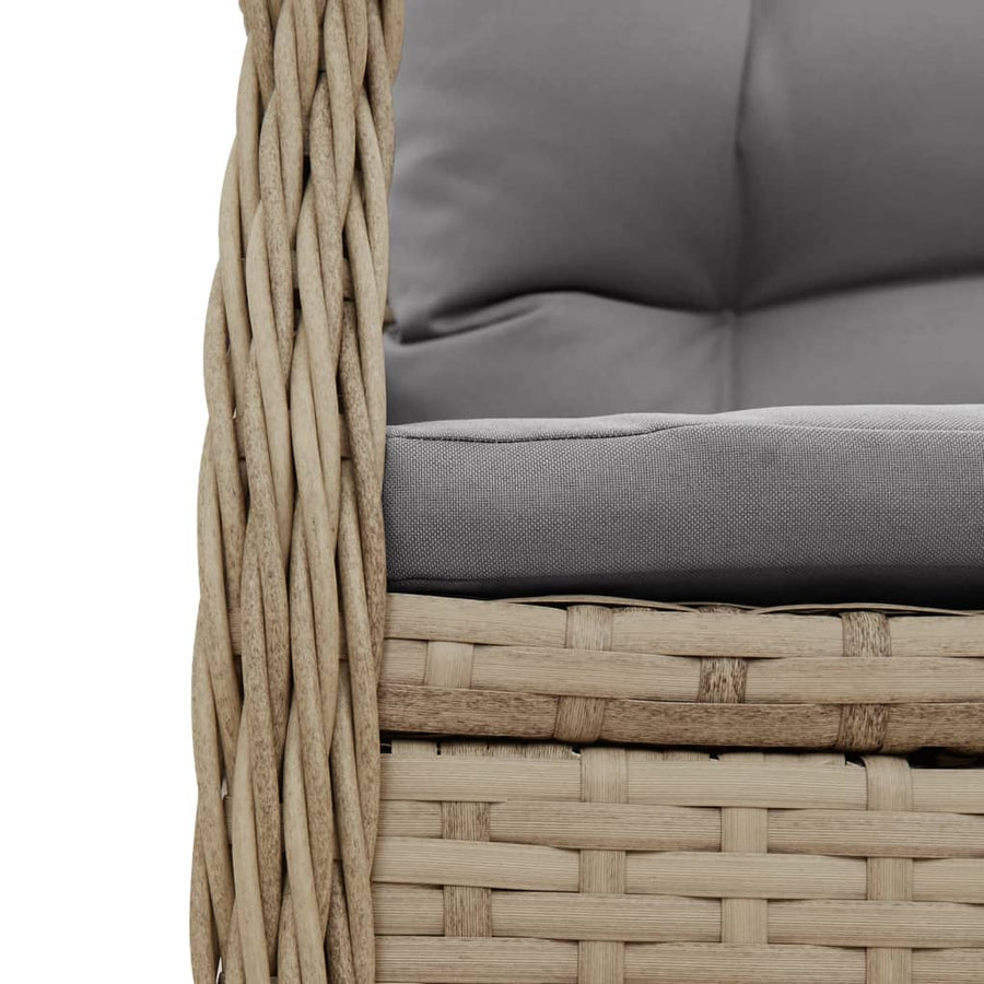 9-Delige Tuinset Met Kussens Poly Rattan 8 Beige en grijs Hout