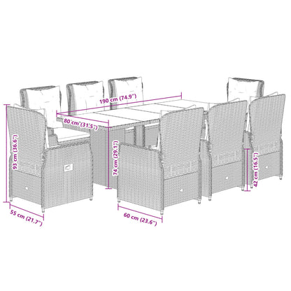9-Delige Tuinset Met Kussens Poly Rattan 8