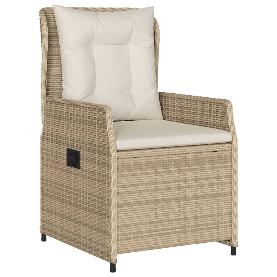 7-Delige Tuinset Met Kussens Poly Rattan 6 beige en crèmekleurig Hout