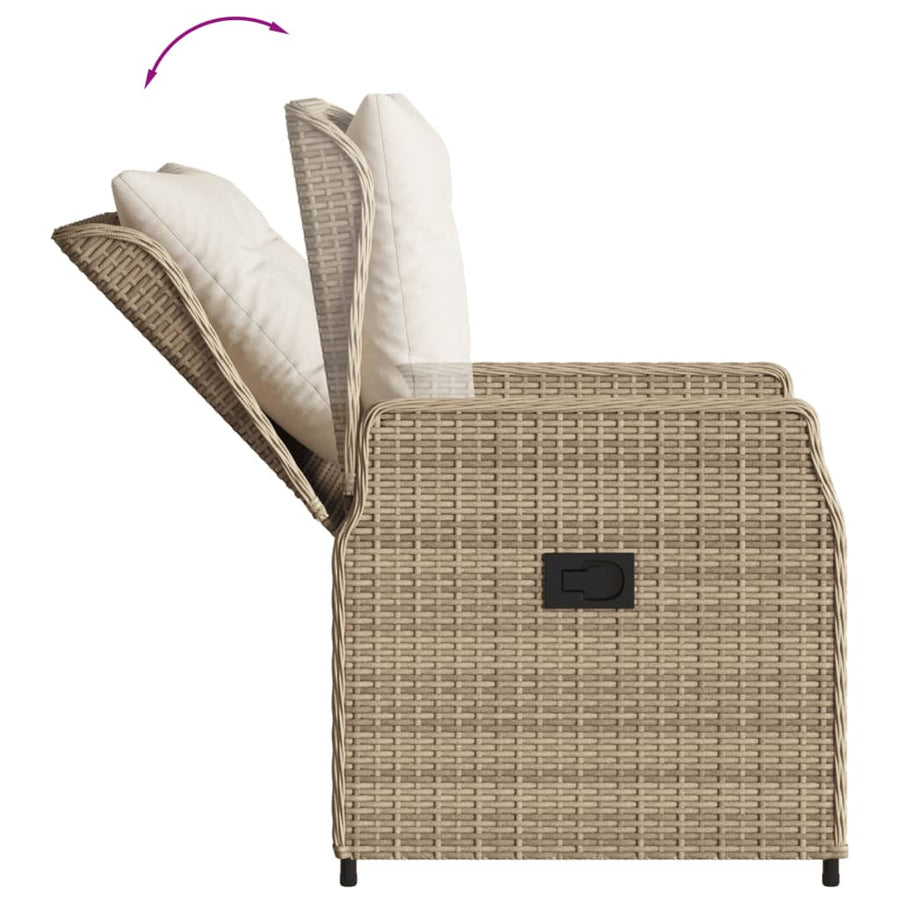 7-Delige Tuinset Met Kussens Poly Rattan 6 beige en crèmekleurig Hout