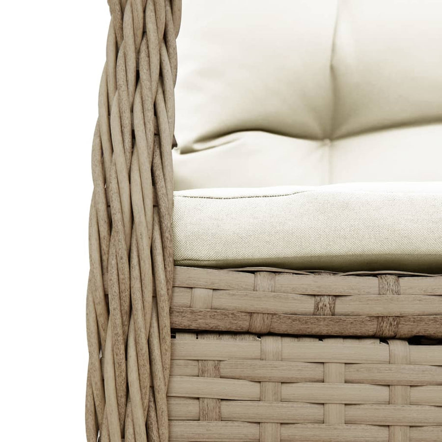 7-Delige Tuinset Met Kussens Poly Rattan 6 beige en crèmekleurig Hout