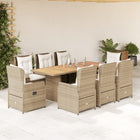 9-delige Tuinset met kussens poly rattan beige