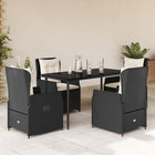5-piece Garden Set with Cushions, Poly Rattan, Black