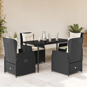 Tuinset poly rattan 5-delig zwart met kussens