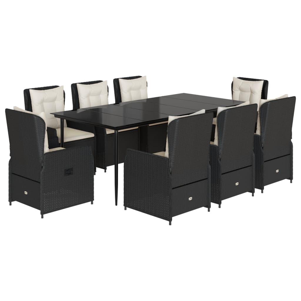 9-delige Tuinset poly rattan zwart