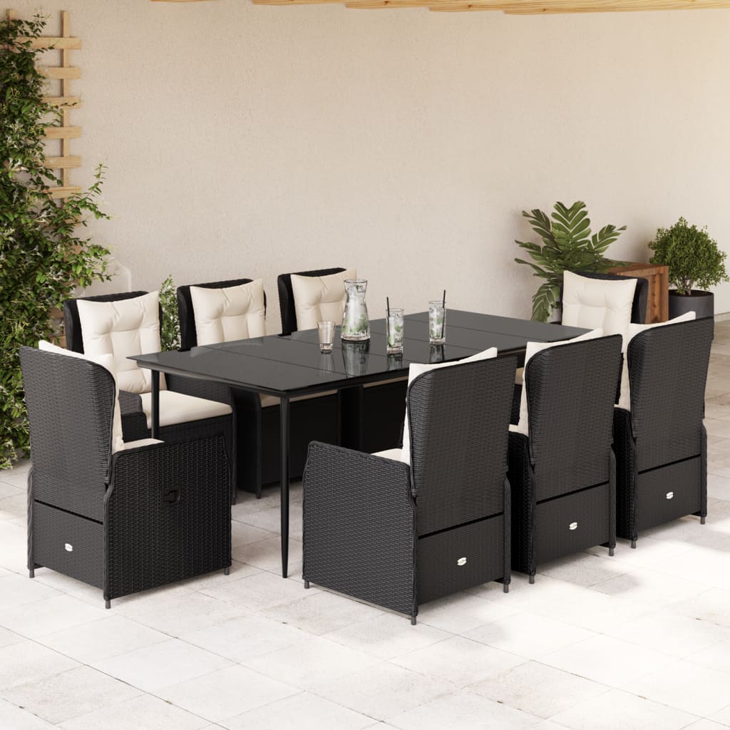9-delige Tuinset poly rattan zwart