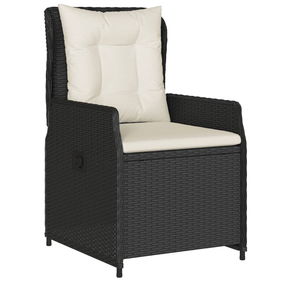 5-delige Tuinset met kussens poly rattan zwart