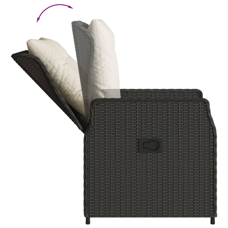 5-delige Tuinset met kussens poly rattan zwart