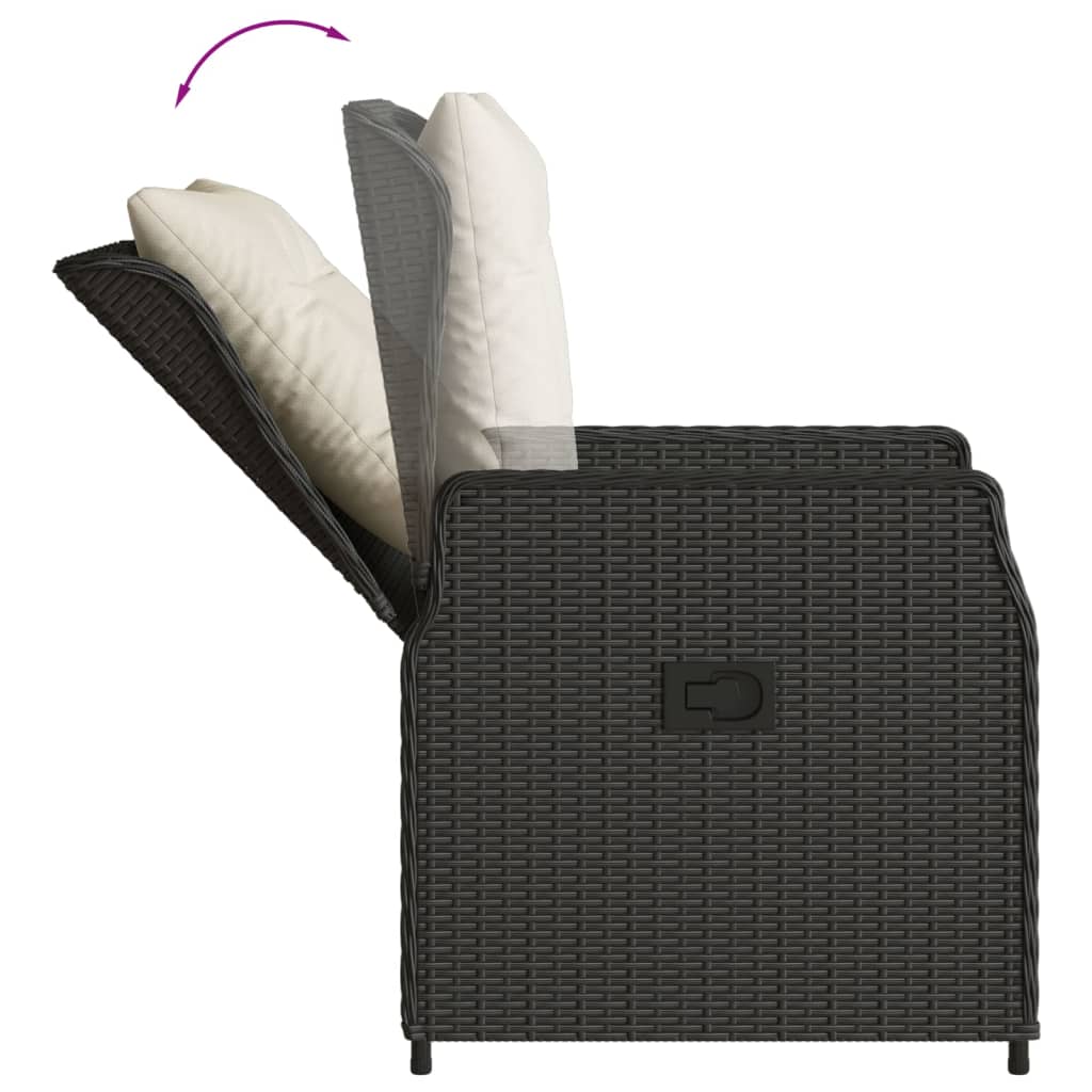5-delige Tuinset met kussens poly rattan zwart