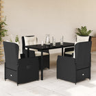 5-piece Garden Set with Cushions, Poly Rattan, Black