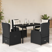 Tuinset poly rattan 5-delig zwart met kussens
