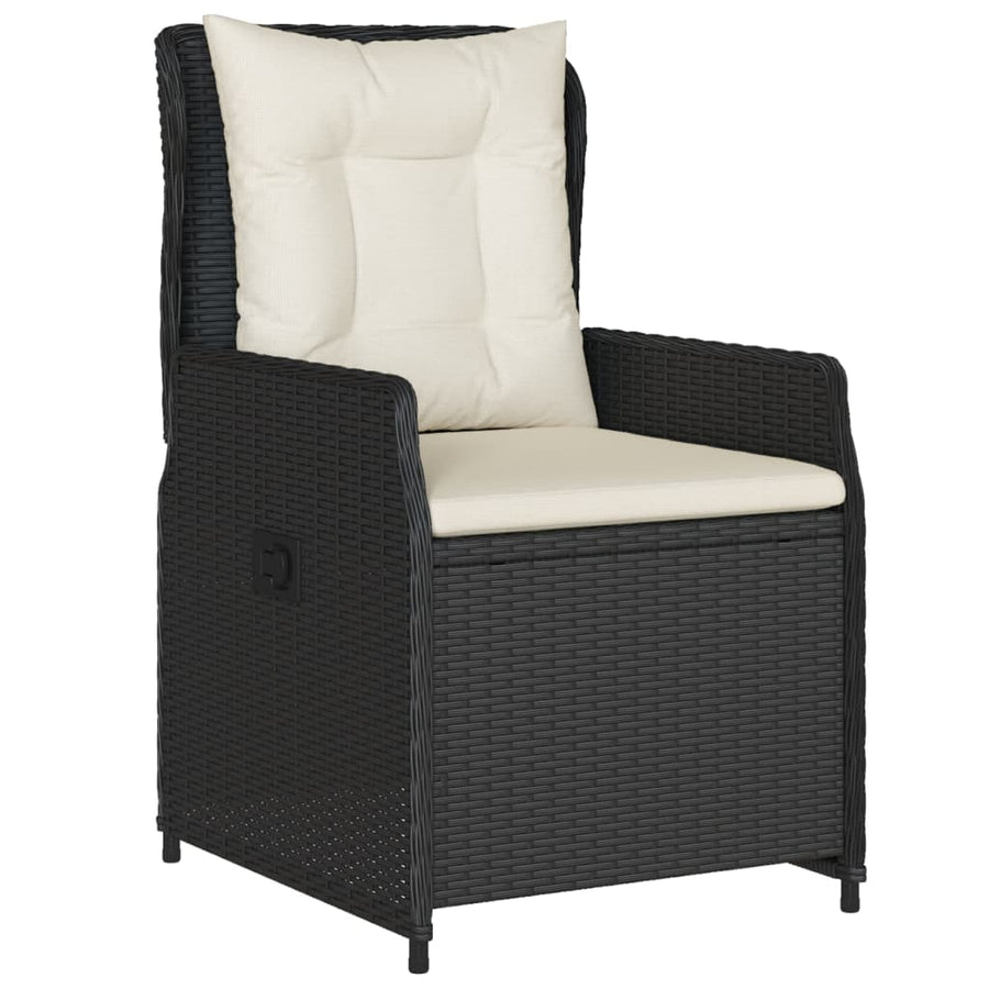 5-delige Tuinset met kussens poly rattan zwart
