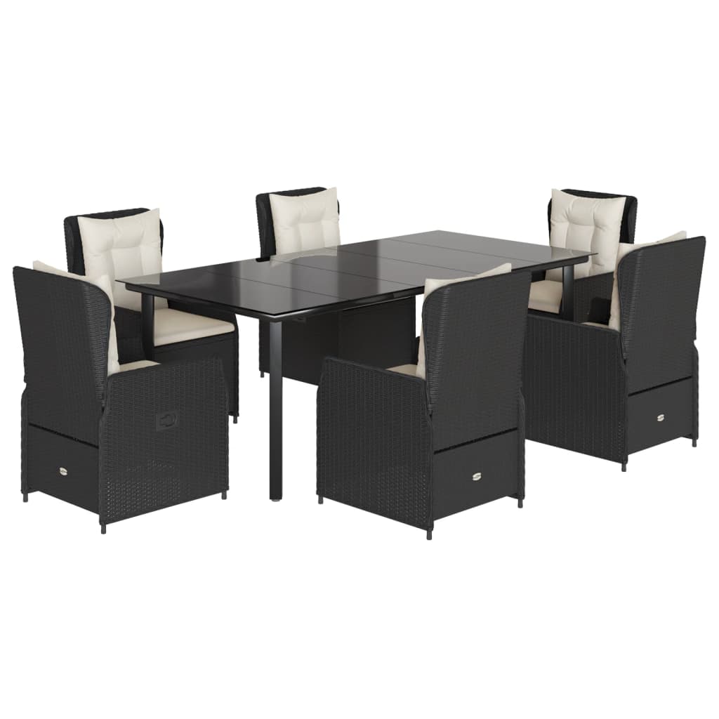 7-Delige Tuinset Met Kussens Poly Rattan 6 200 x 100 x 74 cm Zwart