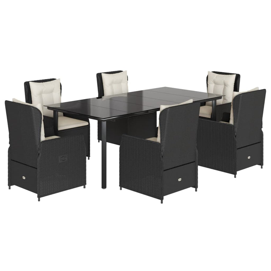 7-Delige Tuinset Met Kussens Poly Rattan 6 200 x 100 x 74 cm Zwart