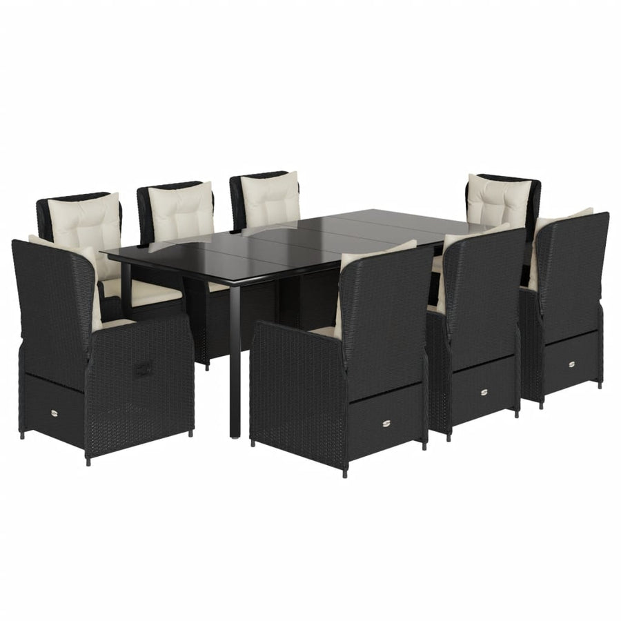 9-Delige Tuinset Poly Rattan 8 200 x 100 x 74 cm Zwart