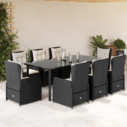 Tuinset 9-delig poly rattan zwart 200x100 cm
