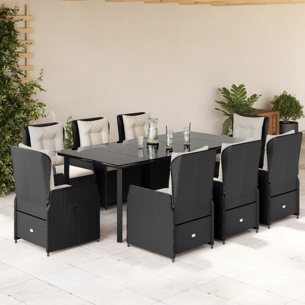 9-Delige Tuinset Poly Rattan 8 200 x 100 x 74 cm Zwart