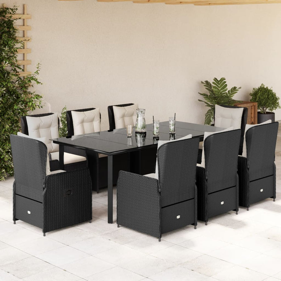 9-Delige Tuinset Poly Rattan 8 200 x 100 x 74 cm Zwart