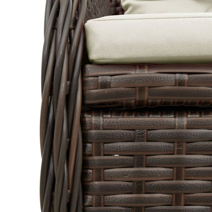 3-delige Tuinset met kussens poly rattan bruin